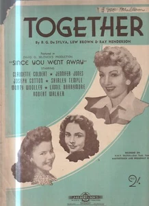 VINTAGE SHEET MUSIC , TOGETHER , CLAUDETTE COLBERT - Foto 1 di 1
