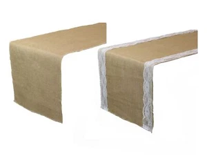Ropa de cama YCC - corredores de mesa de arpillera de yute para bodas - Imagen 1 de 5