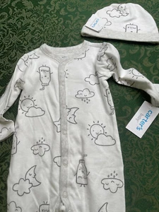 Neu mit Etikett 9M Milchflasche Mond Footie Schlafmütze Layette Babyparty Schlafanzug Carters - Bild 1 von 6