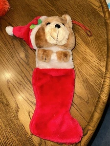 Vintage Weihnachten 12 Zoll Strumpf Teddybär Plüsch Braunbär - Bild 1 von 3