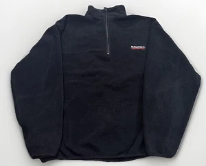 Vintage 90s Nautica Competition Black Quarter Zip Fleece Sweatshirt USA XL - Picture 1 of 5
