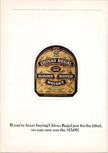 Chivas Regal Blended Scotch Whisky Print Ad 1977 Vintage Label Art - Picture 1 of 1
