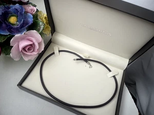 MODERNIST 925 SOLID STERLING SILVER LEATHER CHAIN 16" 46CM NECKLACE NO PENDANTS - Picture 1 of 10