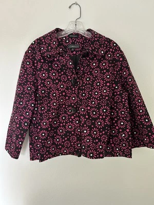 Chaqueta Blazer Elementz Mujer Rosa Negra Blanca Informal Elastizada Floral Talla XL BONITA Foto 1 de 4