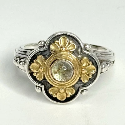 Konstantino Sterling Silver & 18k Gold Cabochon Ring Sz 9 - Image 1 of 4