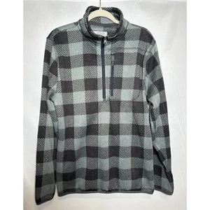 Ocean Coast Herren Medium grün grau schwarz kariert Viertelreißverschluss Pullover Fleece - Bild 1 von 7