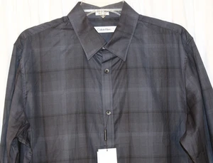 New Calvin Klein Men's Medium Indigo Button Front Shirt Long Sleeve 100% Cotton - Picture 1 of 6