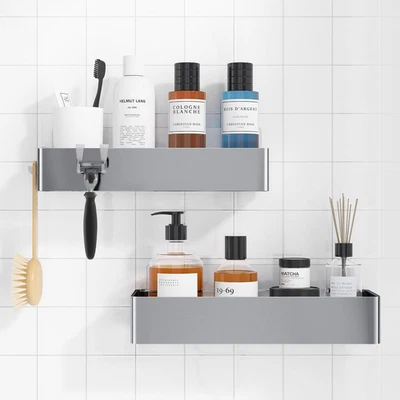 Carrito de Ducha - Paquete de 2 Organizador de Ducha Adhesivo, Estantes de Metal a Prueba de Herrumbre, Sin Dri Foto 1 de 4