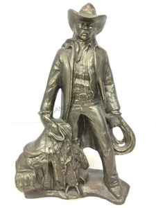 Estatuilla escultura de bronce vaquero occidental vintage * S01 - Imagen 1 de 7