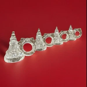 Vtg Celebrations Crystal Clear 4pc Tree Napkin Rings Holiday Tree & Wreath W/bow - Picture 1 of 15