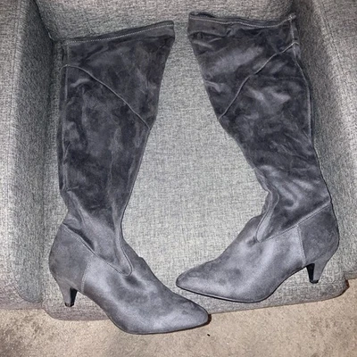NUEVO SIN CAJA-Lane Bryant imitación gamuza MARRÓN Sobre la rodilla KittenHeel Boot-Talla 7W-Pantorrilla-9,5 pulgadas+ Foto 1 de 4