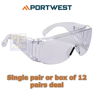 Portwest PW30 clear polycarbonate lense visitors overspec safety spectacles - Picture 1 of 1