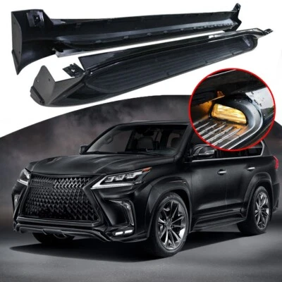 2 piezas estriberas peldaño lateral apto para Lexus LX570 J200 2007-2022 NEGRO CON LUZ Foto 1 de 4
