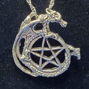 Dragon Pewter Pentacle Pendant Necklace Fellowship Foundry US Made Retired *NEW* - Picture 1 of 3