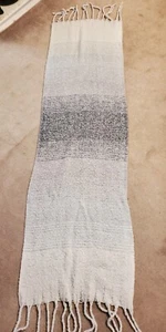 Mer Sea Wrap Shawl Polyester With Fringe 78x22-Inch Fuzzy Gray Ombre' Never Used - Picture 1 of 3