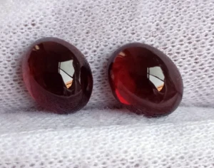7 Ct Natural Red Garnet Cabochon Oval Pair For Jewelry Making Gemstone Certified - Picture 1 of 4