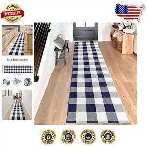 Machine Washable Buffalo Plaid Runner Rug 2' x 8' - Versatile for Indoor Spaces - Picture 1 of 10