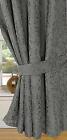 Fully Lined Chenille Suede Floral Border Detail Curtains + FREE Tie Backs
