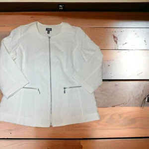 Rafaella South Beach Style Jacket Full Zip Silver Tone Hardware Career Wear Sz 8 - Picture 1 of 4