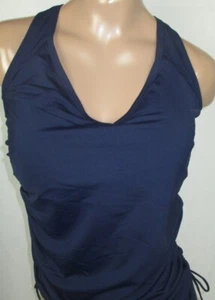 LANDS END Navy Adjustable V-neck Tankini Swimsuit Top Womens 10 DDD-cup NEW - Picture 1 of 7