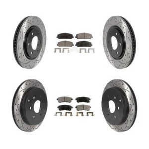 For INFINITI Nissan QX80 Front Rear Drill Slot Brake Rotor Semi-Metallic Pad Kit - Picture 1 of 16