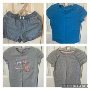 Cat & Jack Girls Clothes Size 6 SUMMER Outfits Shirts Tops Shorts Gray Blue Cats - Picture 1 of 16