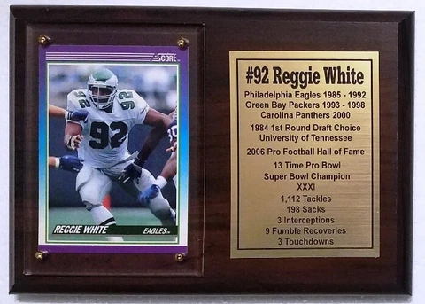 Philadelphia Eagles Reggie White Fleer Football Card Plaque Cover