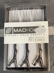 Madhouse Michael Aram Designs Twigs 20 Clear Gray Appetizer Forks BPA Free - Picture 1 of 3