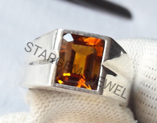 Natural Citrine Ring for Men 925 Sterling Silver AAA Quality Citrine Men's Ring.