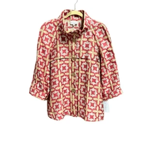 3 Sisters Women’s Gold Brocade Metal Button Swing Jacket Size Large NEW - Picture 1 of 8