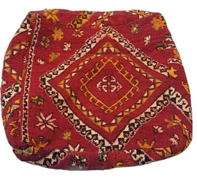 Vintage Moroccan Boujad floor Cashion inspired from old Boujad rug lovely poof - Image 1 of 4
