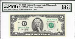 2003 Minneapolis $2 FRN (IB Block) PMG 66 EPQ Gem Uncirculated - Picture 1 of 18