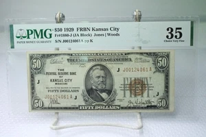 1929 $50 Federal Reserve Note Kansas City Fr#1880 PMG VF35 No Comment #4061 - Picture 1 of 2
