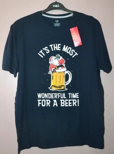 CAMISETA/TOP DE SALÓN PARA HOMBRE M&S NAVIDAD TALLA M MEDIANA ~ NUEVA CON ETIQUETAS - Imagen 1 de 3