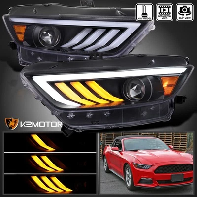 Fits Black 2015-2022 Mustang HID/Xenon Type Projector Headlights Sequential LED Foto 1 de 4