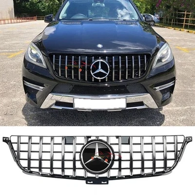 Front Bumper Grille For Mercedes Benz ML Class W166 2012 13 14 2015 Gloss Silver - Image 1 of 4