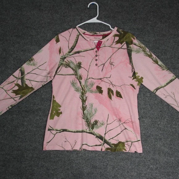 Camisa Realtree Rosa Camuflada Manga Larga Mujer Grande 12-14 Caza Y2K Foto 1 de 4