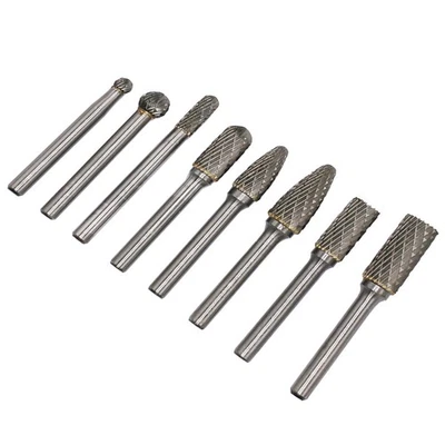 8Pcs/Box 1/4" Shank Double Carbide Rotary Burr Bit Engraving Electrical Tools  A - image 1 of 4