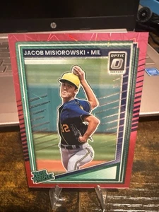 2025 Donruss Optic Jacob Misiorowski Pink Velocity SP #/79 prospetto base nominale - Foto 1 di 2