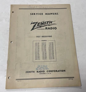 Zenith Service Manual Factory 1937 Receivers - Picture 1 of 4