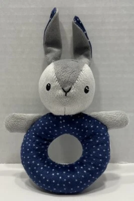 "Juguete de peluche IKEA CONEJITO CONEJO SONAJERO GULLIGAST gris y azul lunares 8"" 2" Foto 1 de 4