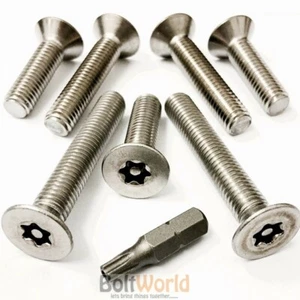 M4 / 4mm A2 COUNTERSUNK CSK SECURITY SCREWS 6 LOBE PIN TX TORX ANTI VANDAL - Picture 1 of 2