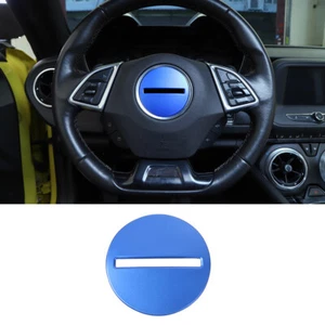 Interior Steering Wheel Center Cover Trim Aluminum Blue For Chevrolet Camaro 17+ - Picture 1 of 9
