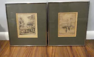 Two GERRY PIERCE Dry Point Etching Prints FRAMED Signed by Artist in Pencil - Picture 1 of 9