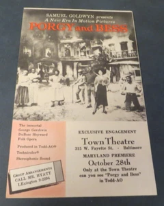 PORGY AND BESS 1959 KINO FLYER TICKET BESTELLFORMULAR - Bild 1 von 4