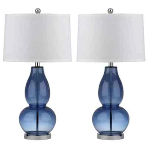 Mercurio 28.5 in. Blue Double Gourd Table Lamp with Off-White Shade (Set of 2) - Picture 1 of 4