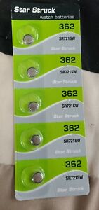 Star Struck Watch Battery 362 Pack Of 5 Sealed Free Shipping