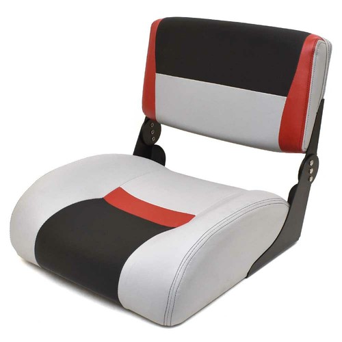 Triton Boat Folding Center Seat 323614 Gray Black Red Faux Leather