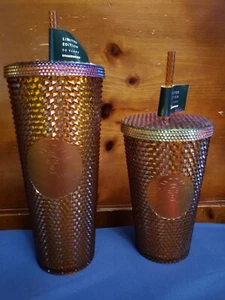 Starbucks Limited Edition 50 Years Gold Studded Cold Cup Tumbler Set - Picture 1 of 2