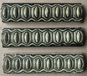 GERMANY- 3 ANTIQUE ART NOUVEAU MAJOLICA BORDER TILES c1900 (6x1.5) - Picture 1 of 5